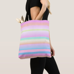 Pastel colour creative striped design tote bag