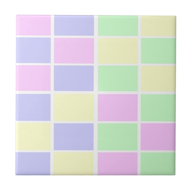 Pastel colour cubes ceramic tile (Front)
