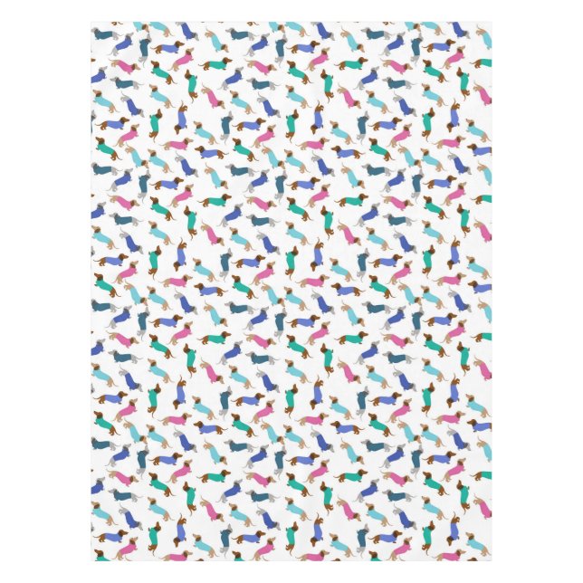 Pastel Colour Dachshund Table Cloth (Front)