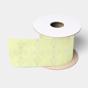 Pastel Colour Dots And Tapered Lines Pattern Art Satin Ribbon