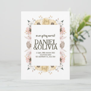 Pastel Colour Floral Wedding Invitation
