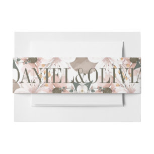 Pastel Colour Floral Wedding  Invitation Belly Band