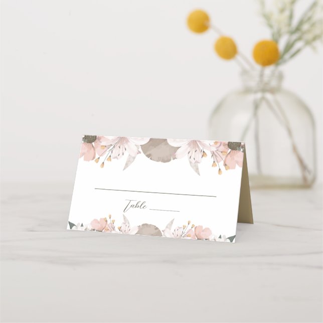 Pastel Colour Floral Wedding  Place Card (Front)