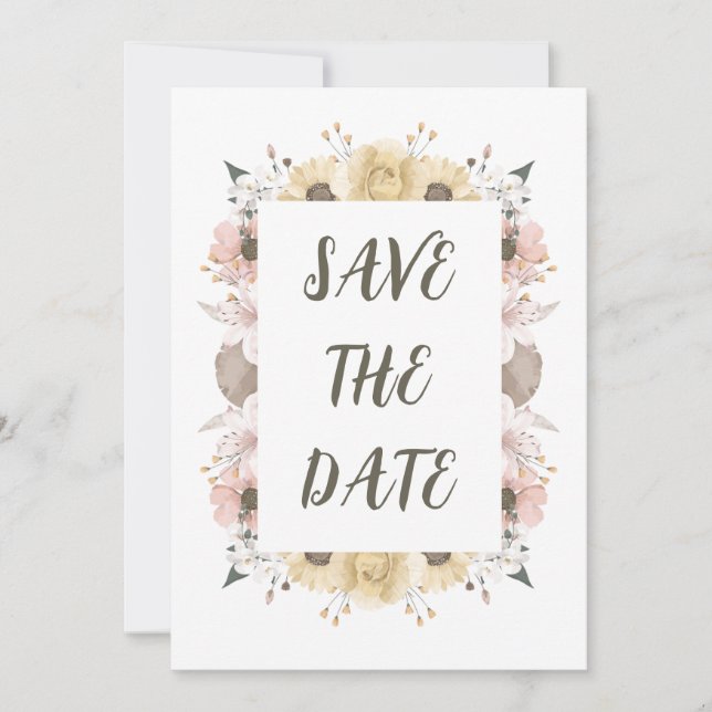 Pastel Colour Floral Wedding Save The Date (Front)