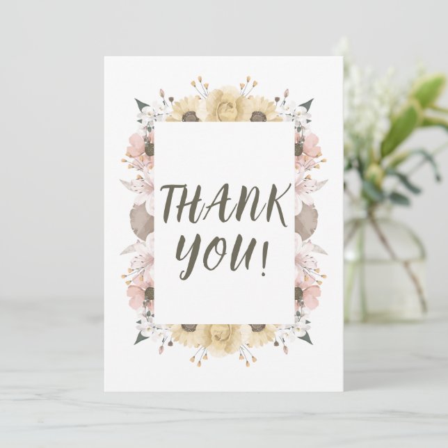 Pastel Colour Floral Wedding Thank You Card (Standing Front)