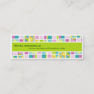 Pastel Colour Grid (Lime) Skinny Business Card