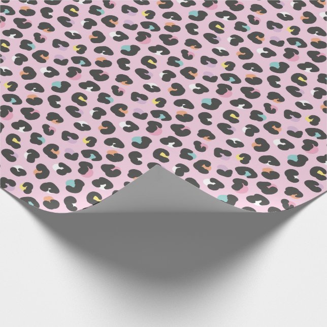 Pastel colour leopard spots wrapping paper (Corner)