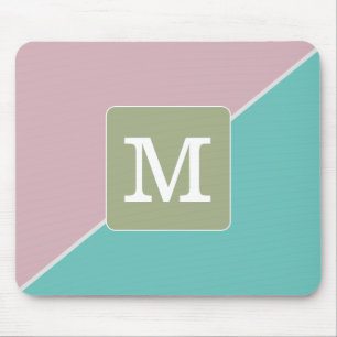 Pastel colour matching Initial Blue Pink Green Mouse Pad
