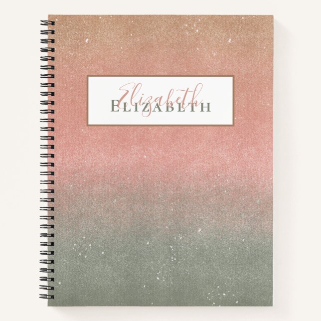Pastel Colour Ombre Glitter Name Notebook (Front)