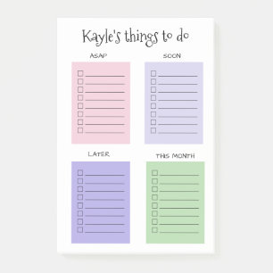 Pastel Colour Organised Things to Do Post-it Notes