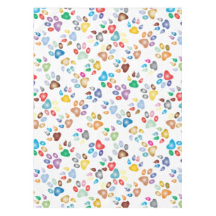 Pastel Colour Pawprints Tablecloth