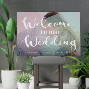 Pastel Colour Photo Wedding Welcome Sign