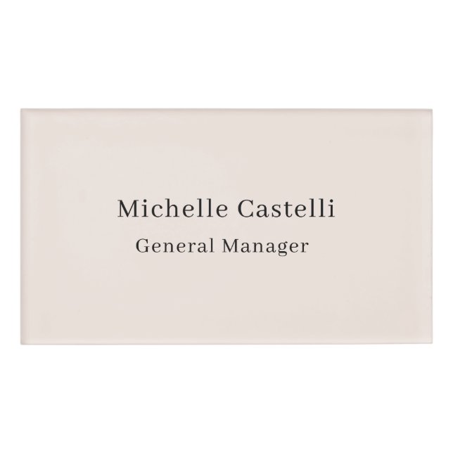Pastel Colour Professional Unique Classical Simple Name Tag (Front)