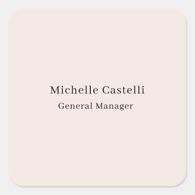 Pastel Colour Professional Unique Classical Simple Square Sticker (Front)