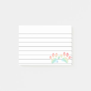 Pastel Colour Rainbow Dog Paw Prints 4x3 Lined Post-it Notes