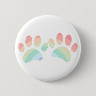 Pastel Colour Rainbow Dog Paw Prints 6 Cm Round Badge