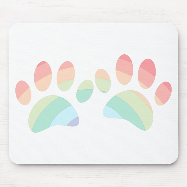 Pastel Colour Rainbow Dog Paw Prints Mouse Pad (Front)