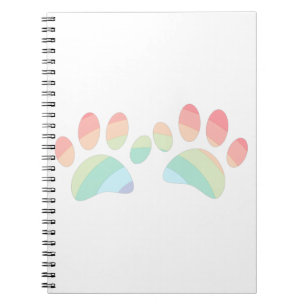 Pastel Colour Rainbow Dog Paw Prints Notebook