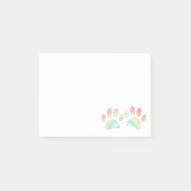 Pastel Colour Rainbow Dog Paw Prints Post-it Notes (Front)