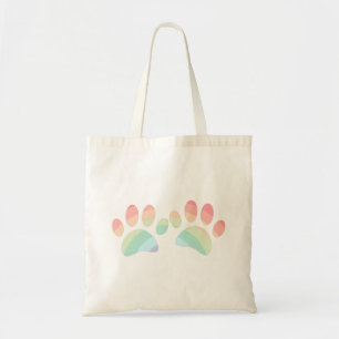 Pastel Colour Rainbow Dog Paw Prints Tote Bag