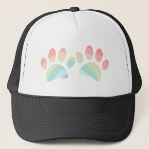 Pastel Colour Rainbow Dog Paw Prints Trucker Hat