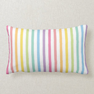 Pastel Colour Rainbow Stripes Pattern Lumbar Cushion