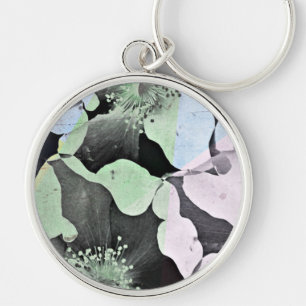 Pastel colour romantic flower nature pattern art key ring