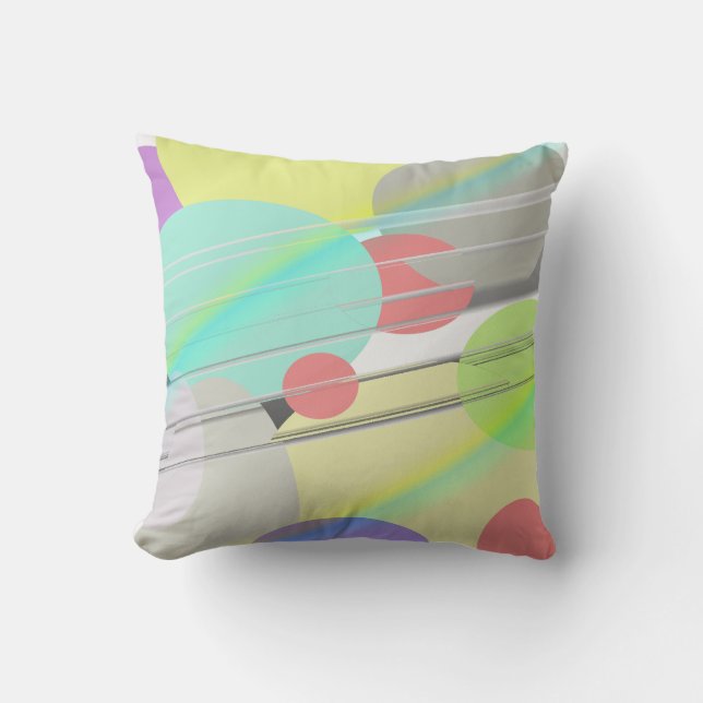 Pastel Colour Round Oval Shape Pattern Throw Pillo Cushion (Front)