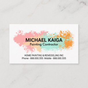 Pastel Colour Splatters Home Remodeling Business Card
