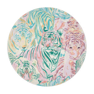 Pastel Colour Tiger Art Pattern Cutting Board