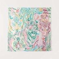 Pastel Colour Tiger Art Pattern