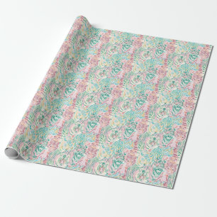 Pastel Colour Tiger Art Pattern Wrapping Paper