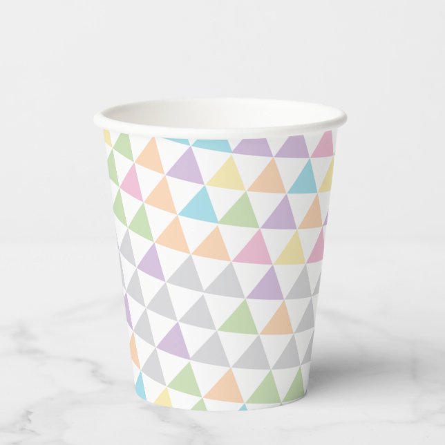 Pastel Colour Triangles  Paper Cups (Front)