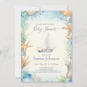 Pastel Colour Under The Sea Baby Shower Invitation