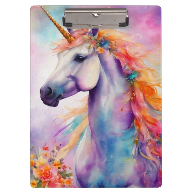 Pastel Colour Unicorn Clipboard (Front)