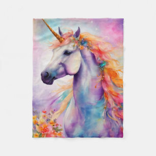 Pastel Colour Unicorn Fleece Blanket