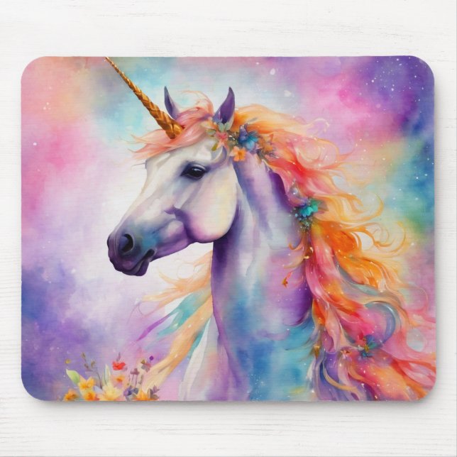 Pastel Colour Unicorn Mouse Pad (Front)