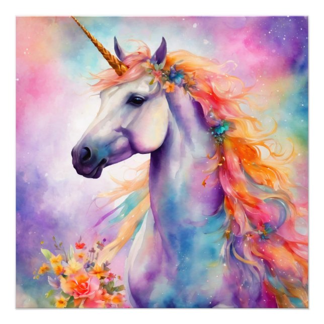 Pastel Colour Unicorn Photo Print (Front)