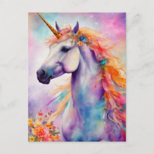 Pastel Colour Unicorn Postcard