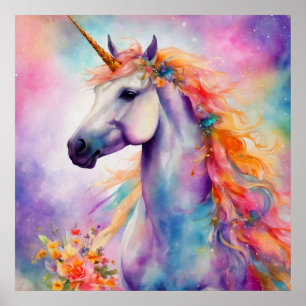 Pastel Colour Unicorn Poster