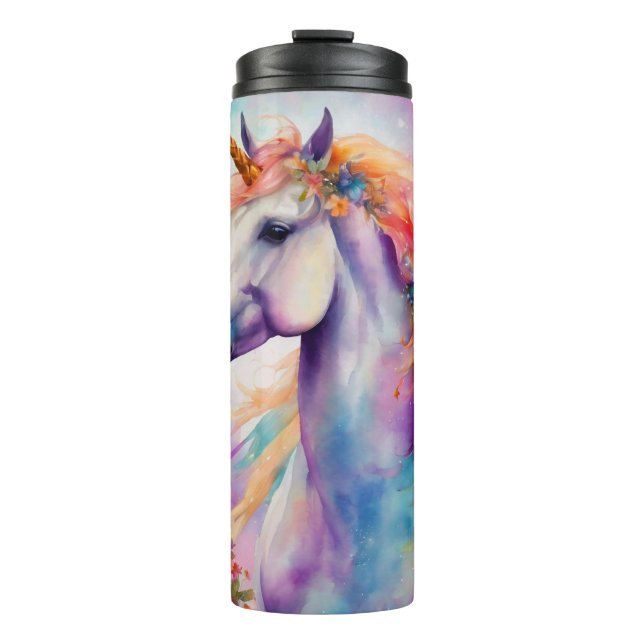 Pastel Colour Unicorn Thermal Tumbler (Front)