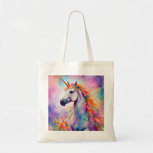 Pastel Colour Unicorn Tote Bag (Front)
