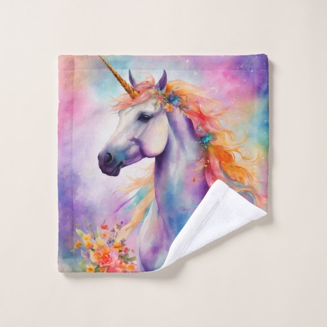 Pastel Colour Unicorn Wash Cloth (Wash Cloth)