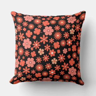 pastel colour wildflower botanical tropical black cushion