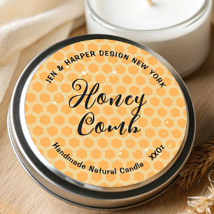 Pastel Colour Yellow Honey Comb Pattern Cute Classic Round Sticker