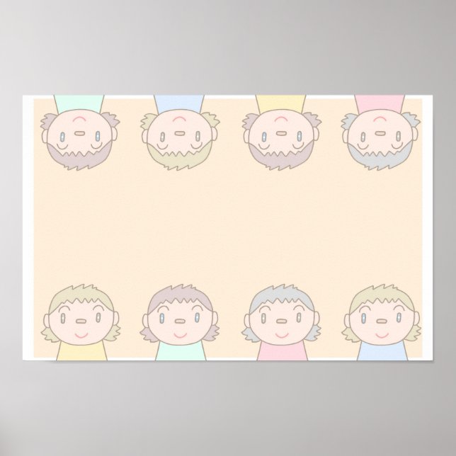 Pastel-coloured art featuring children's smiles. poster (Front)