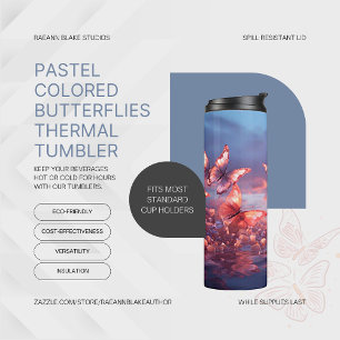 Pastel Coloured Butterflies Thermal Tumbler