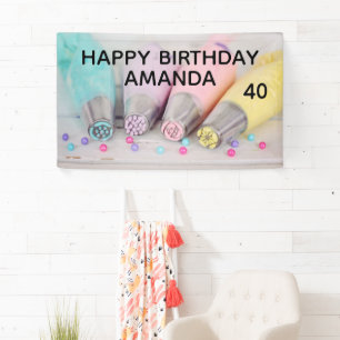 Pastel Coloured Cake Decorating Tools Birthday Banner