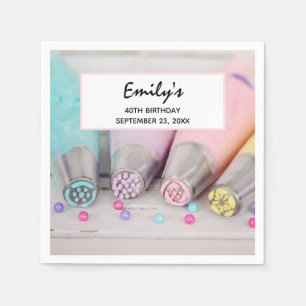 Pastel Coloured Cake Decorating Tools Birthday Napkin