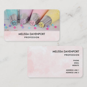 Pastel Coloured Cake Decorating Tools Business Card